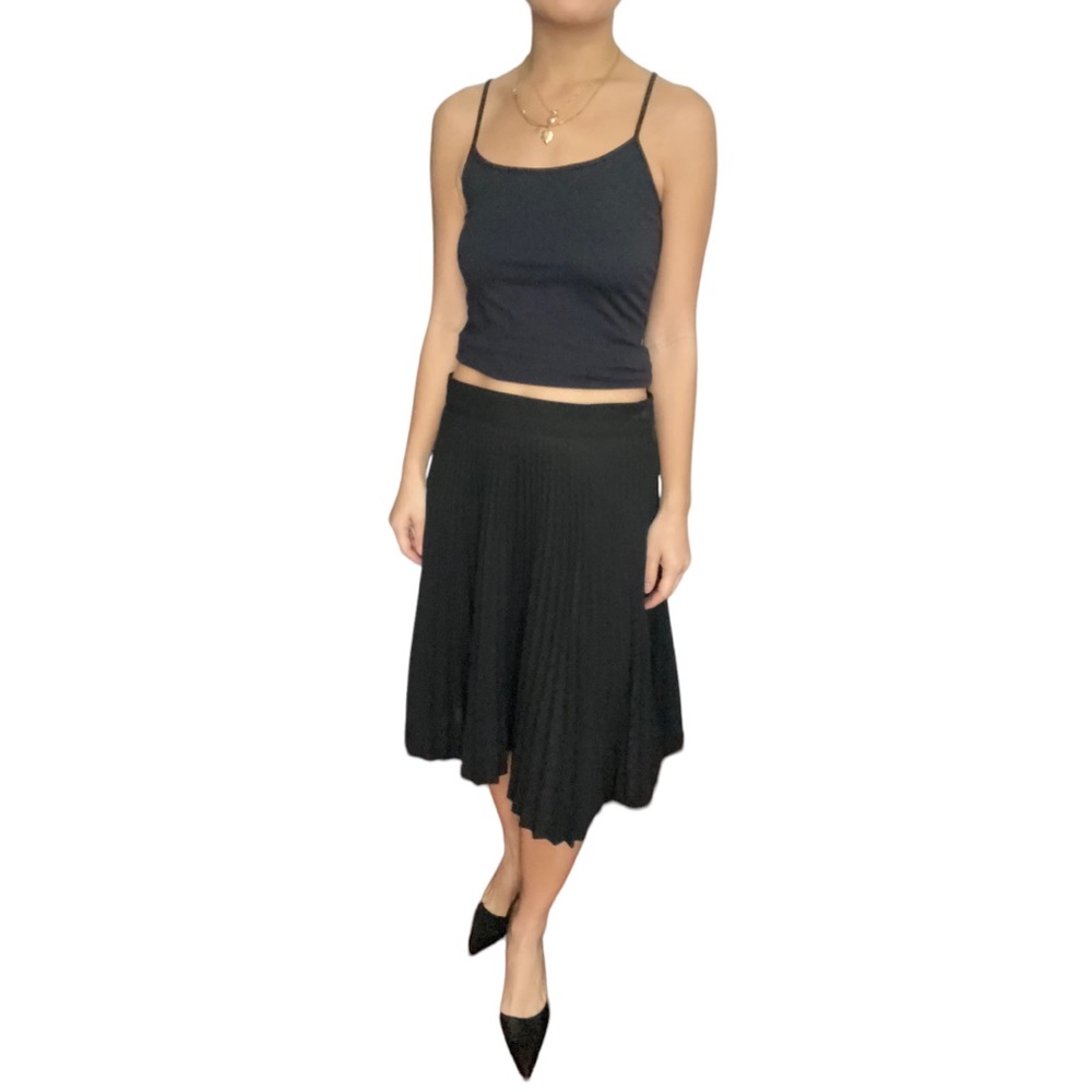 Vintage Emmanuelle Khanh 1990s Black Pleated Skirt Size FR 44/US 12